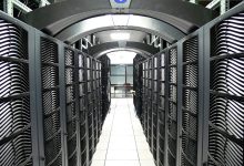 Secure data centre corridor housing financial client information