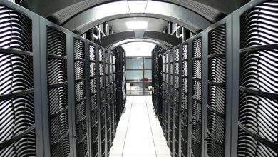 Secure data centre corridor housing financial client information