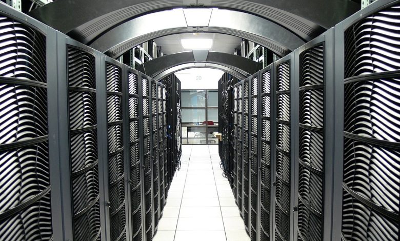 Secure data centre corridor housing financial client information